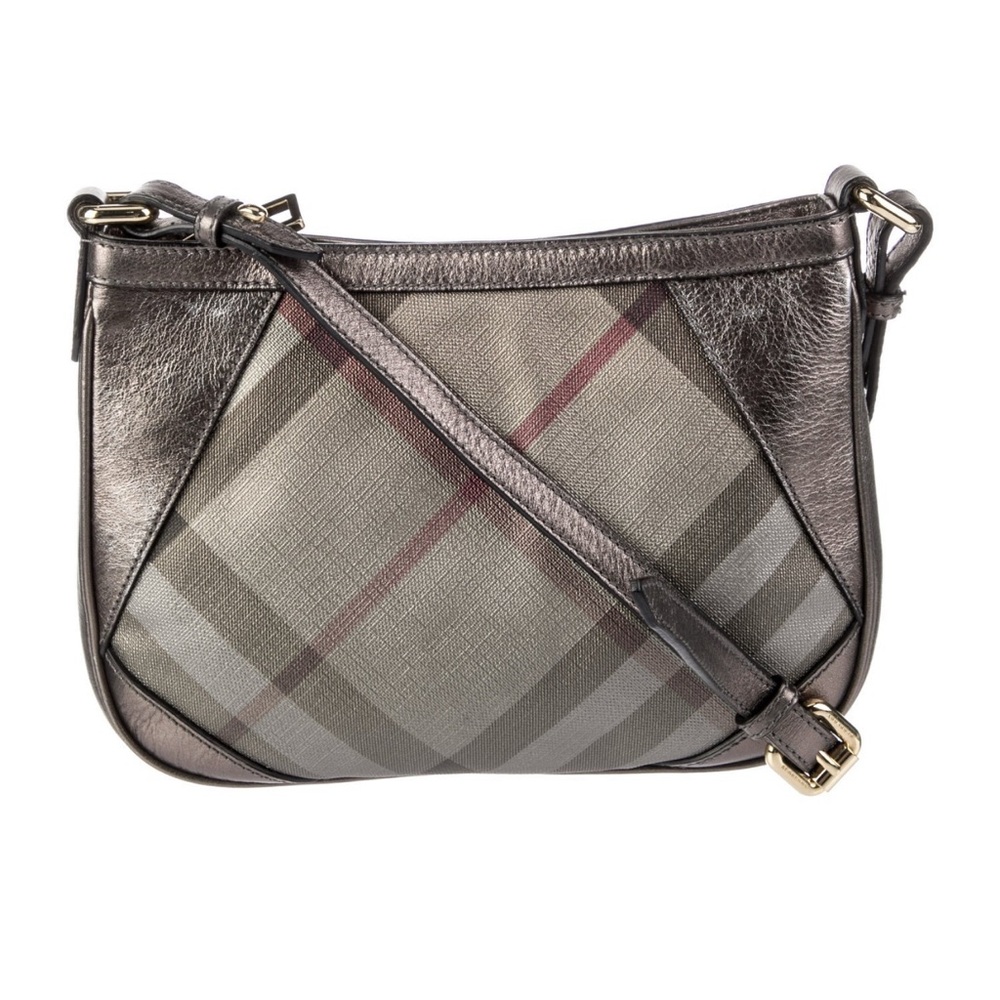 Burberry Gray Crossbody Bag with Plaid Pattern